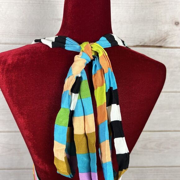 NWT Mara Hoffman Sleeveless Wrap Halter Striped Multicolor Maxi Dress Sz 4 - Picture 13 of 16